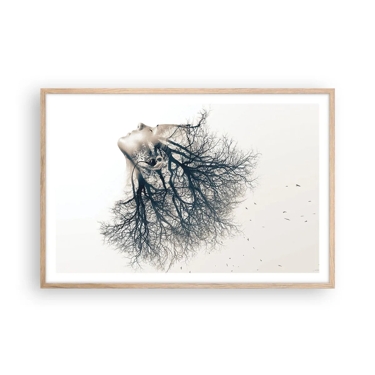 Plakat i ramme af lyst egetræ - Lyttede til træets hvisken - 91x61 cm