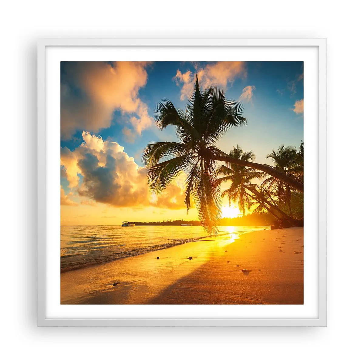 Plakat i hvid ramme - Caribisk drøm - 60x60 cm