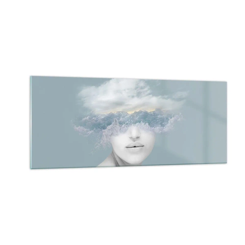 Billede på glas - Med hovedet i skyerne - 100x40 cm