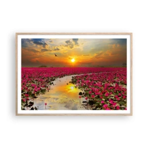 Plakat i ramme af lyst egetræ - Søens hemmelige liv - 100x70 cm