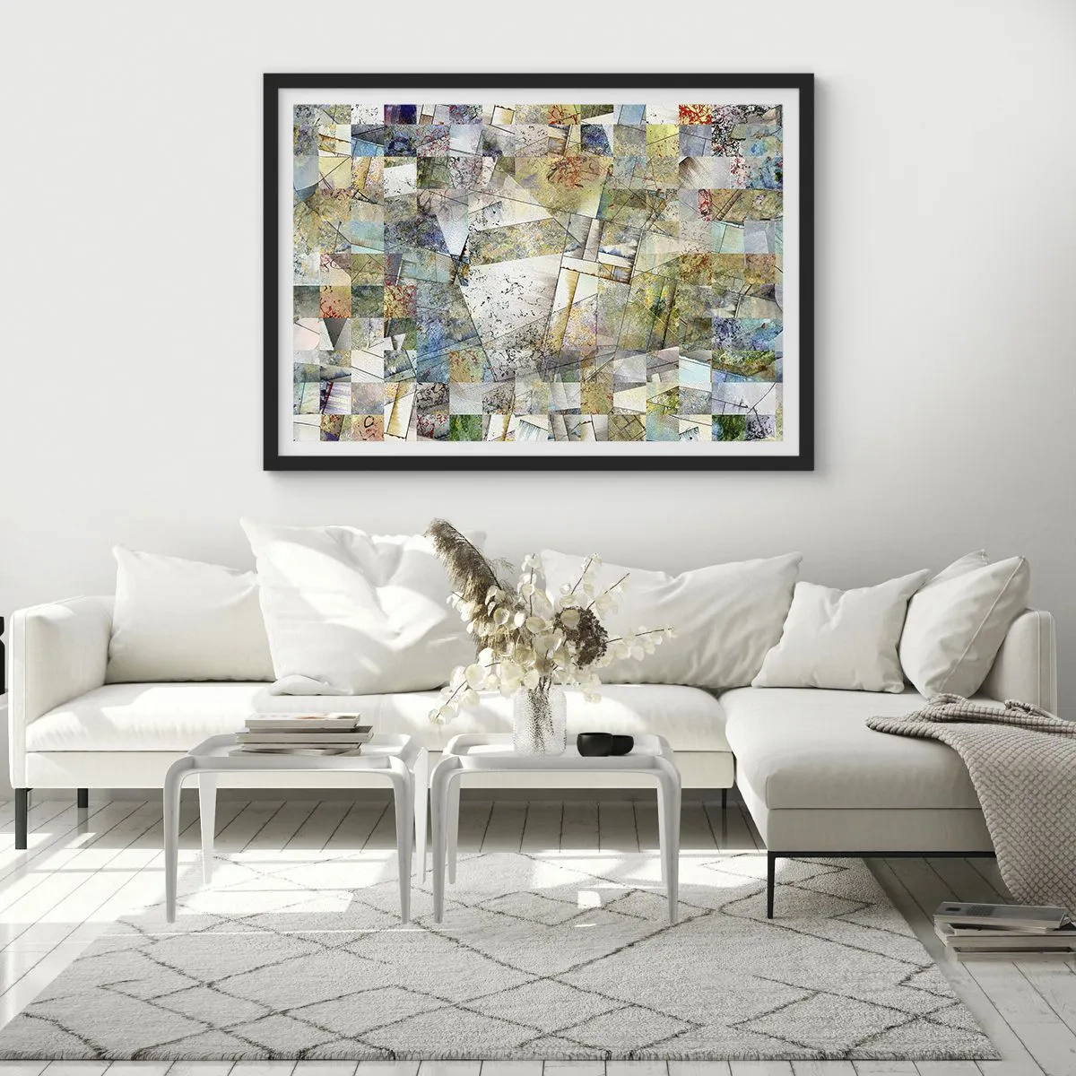 Plakat i sort ramme - Geometrisk ommøblering - 91x61 cm