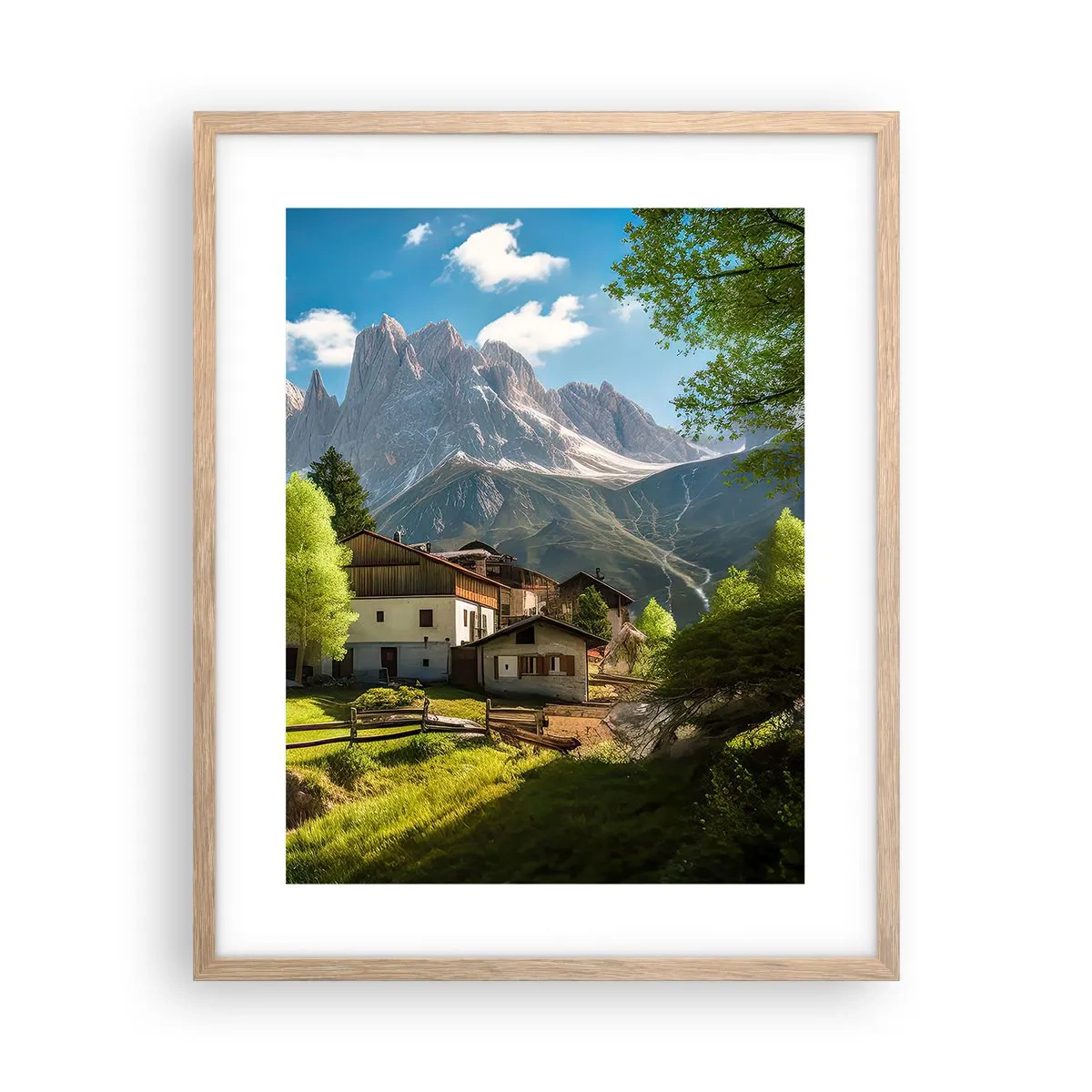 Plakat i ramme af lyst egetræ - Alpeidyl - 40x50 cm