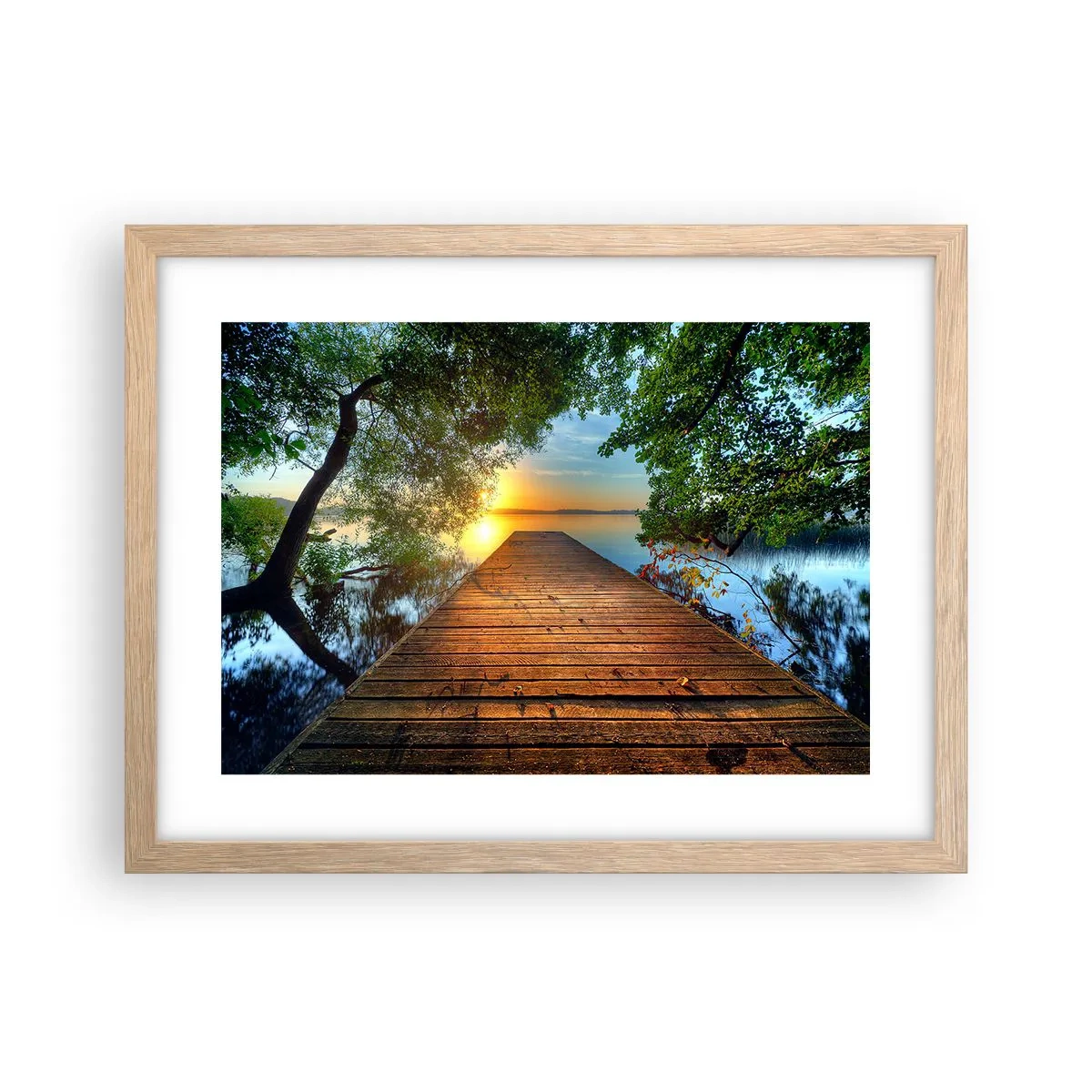 Plakat i ramme af lyst egetræ - Tag dig god tid, sæt dig ned - 40x30 cm