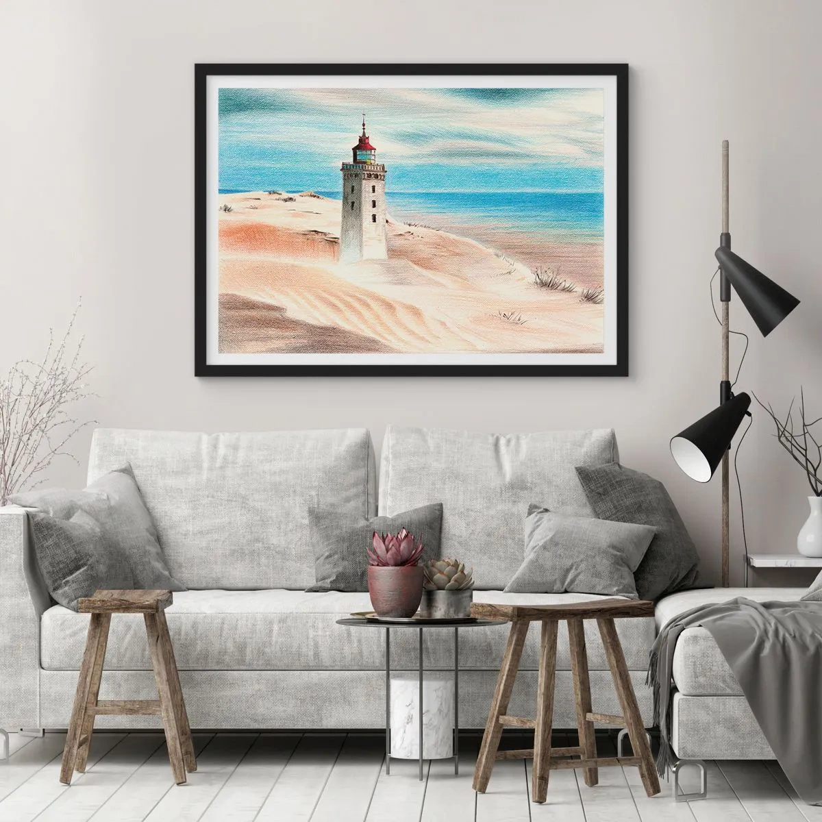 Plakat i sort ramme - Altid med blikket rettet mod havet - 100x70 cm