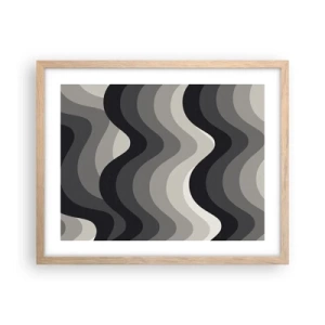 Plakat i ramme af lyst egetræ - Bølge efter bølge - 50x40 cm