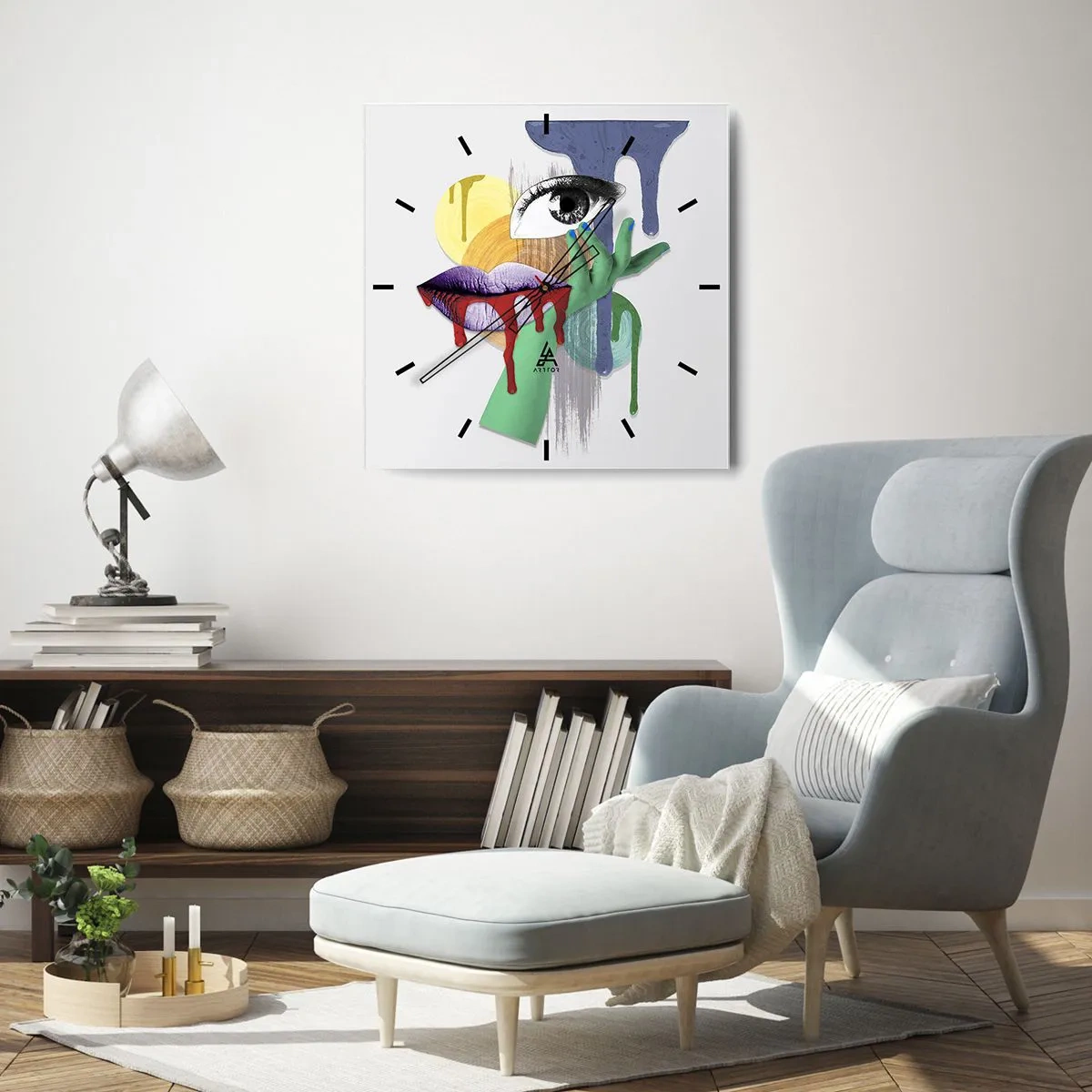 Vægur, Uret - Dekonstrueret portræt - 40x40 cm