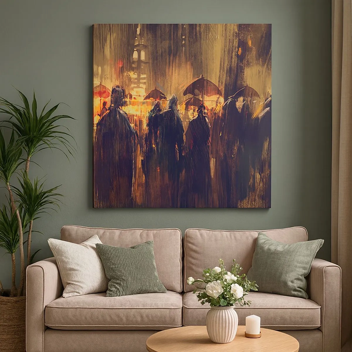 Lærredstryk - Billede på lærred - Tilhængere af regnen - 30x30 cm