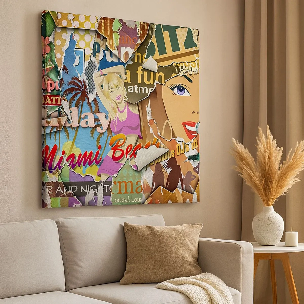 Lærredstryk - Billede på lærred - Tilbageblikke på ferien - 30x30 cm