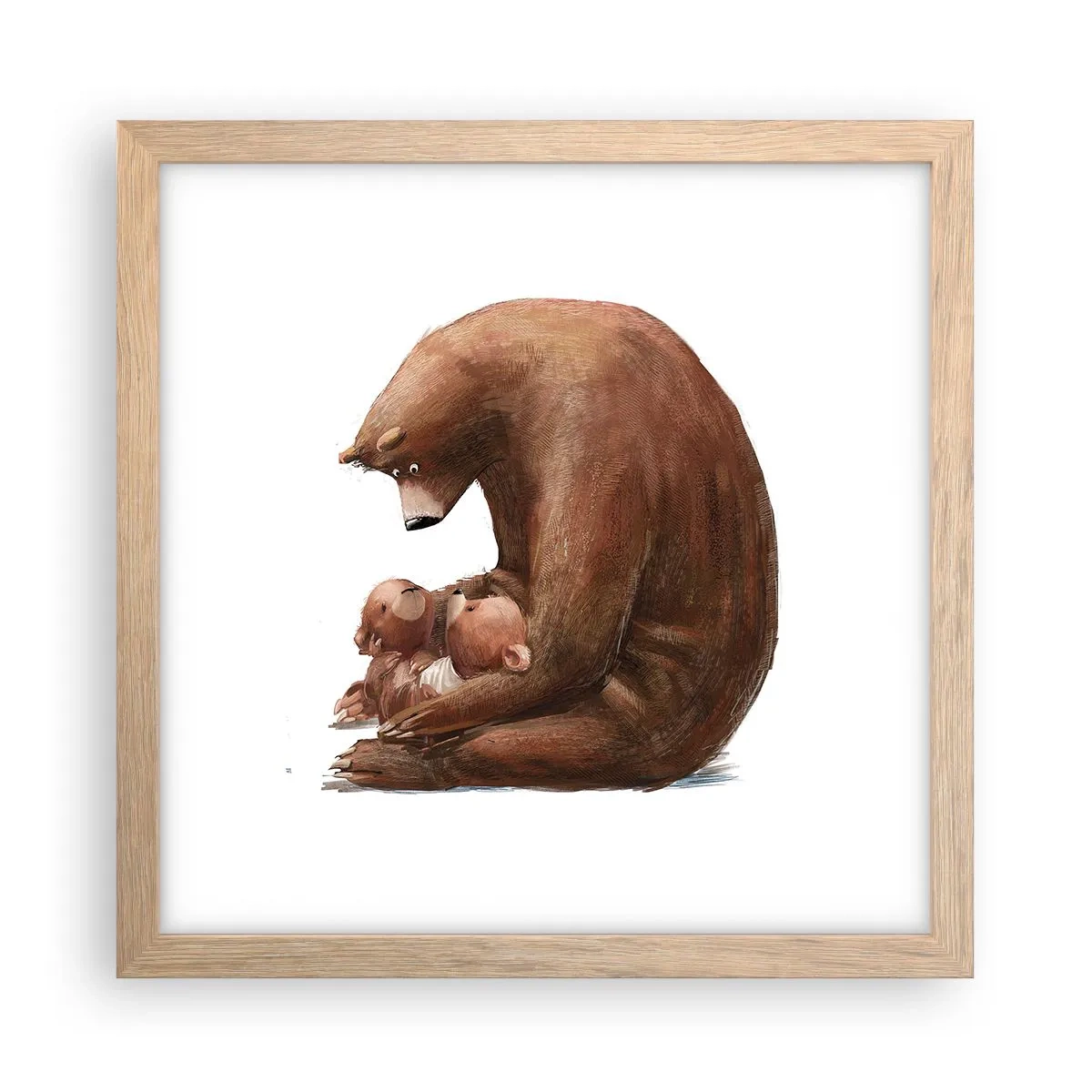 Plakat i ramme af lyst egetræ - Drøm sødt, børn - 30x30 cm