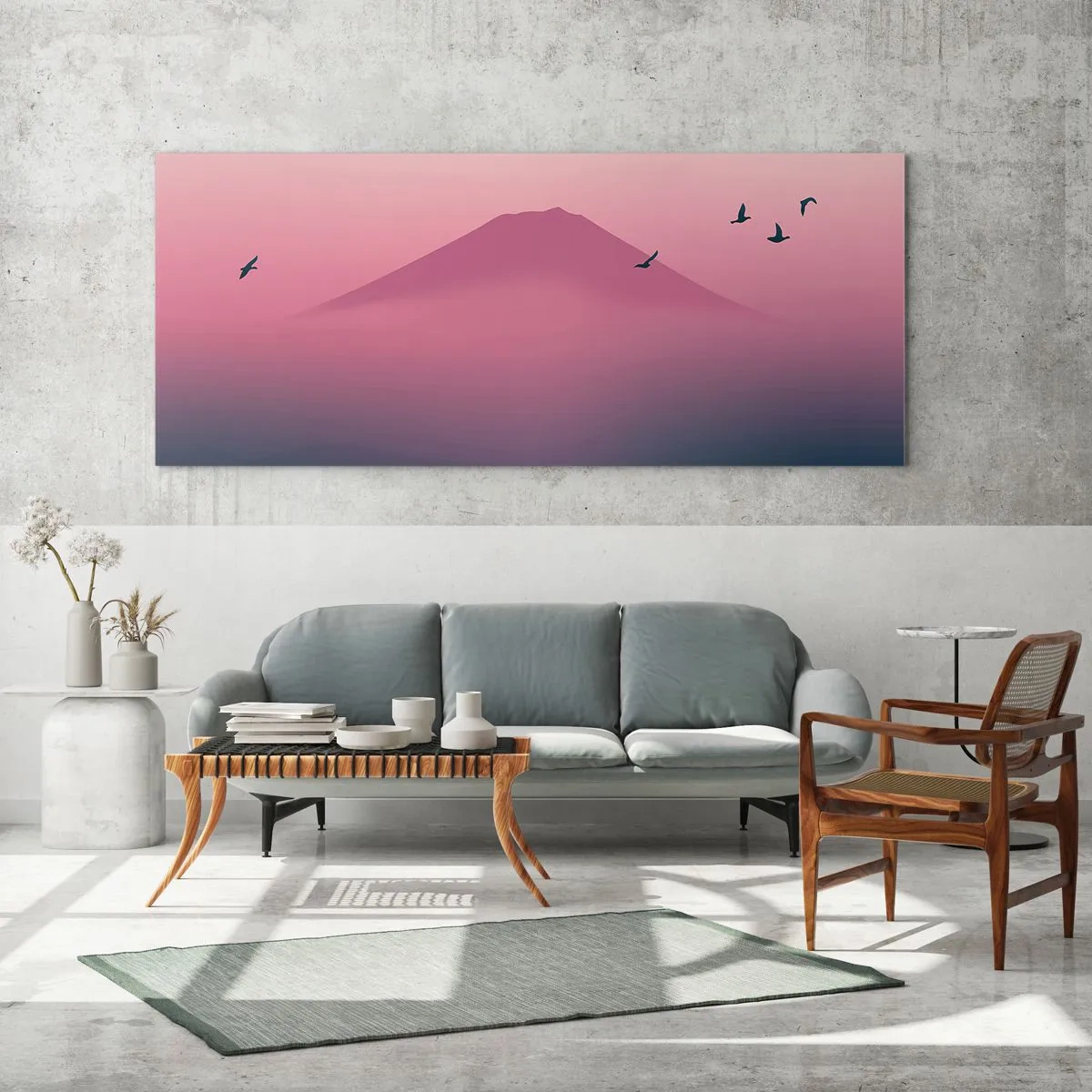 Billede på glas - Vandrer over skyerne - 120x50 cm