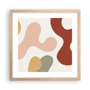 Plakat i ramme af lyst egetræ - Es eller flores? - 40x40 cm