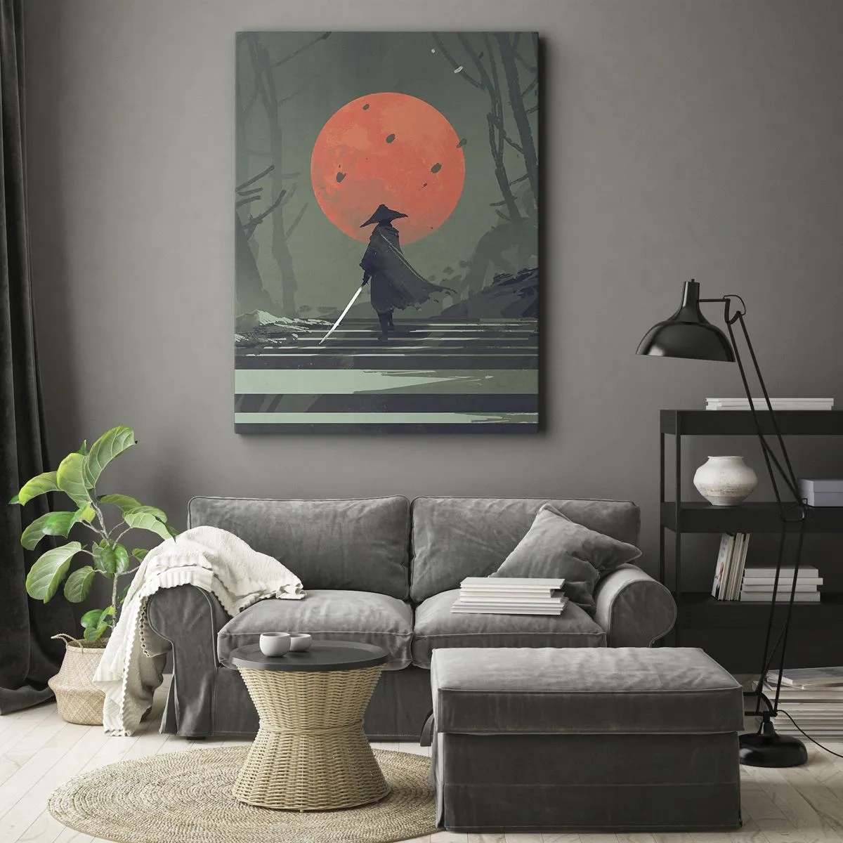 Lærredstryk - Billede på lærred - Den røde månes kriger - 50x70 cm
