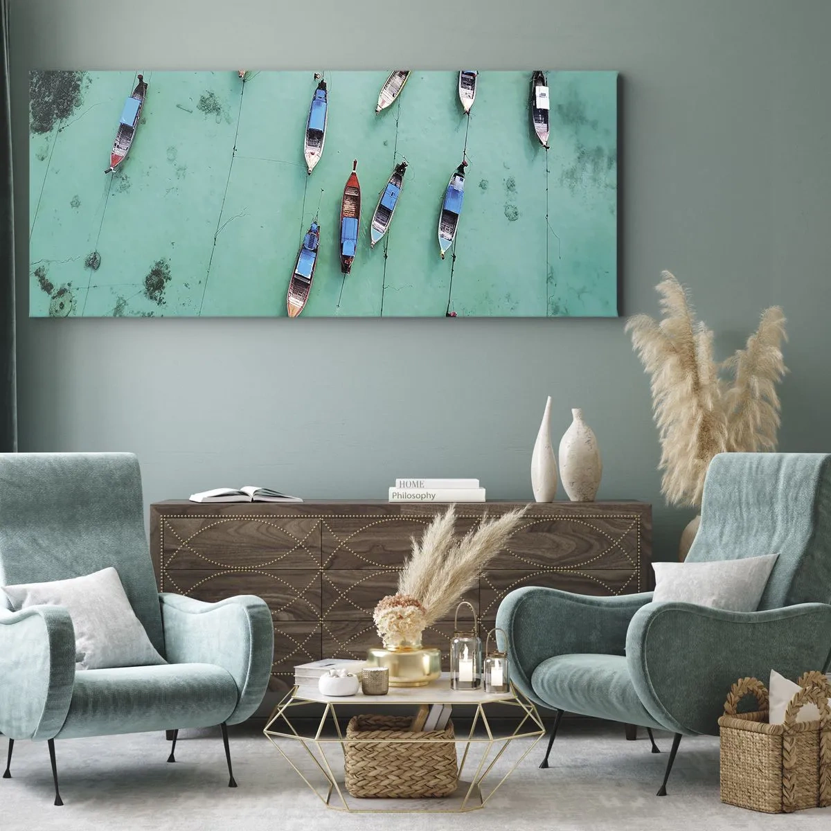 Lærredstryk - Billede på lærred - I glædelig forventning - 100x40 cm