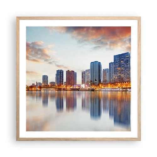 Plakat i ramme af lyst egetræ - Den monumentale ro i Paris - 60x60 cm