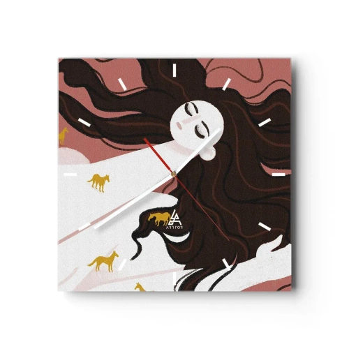 Vægur, Uret - Drøm om en gylden hest - 30x30 cm