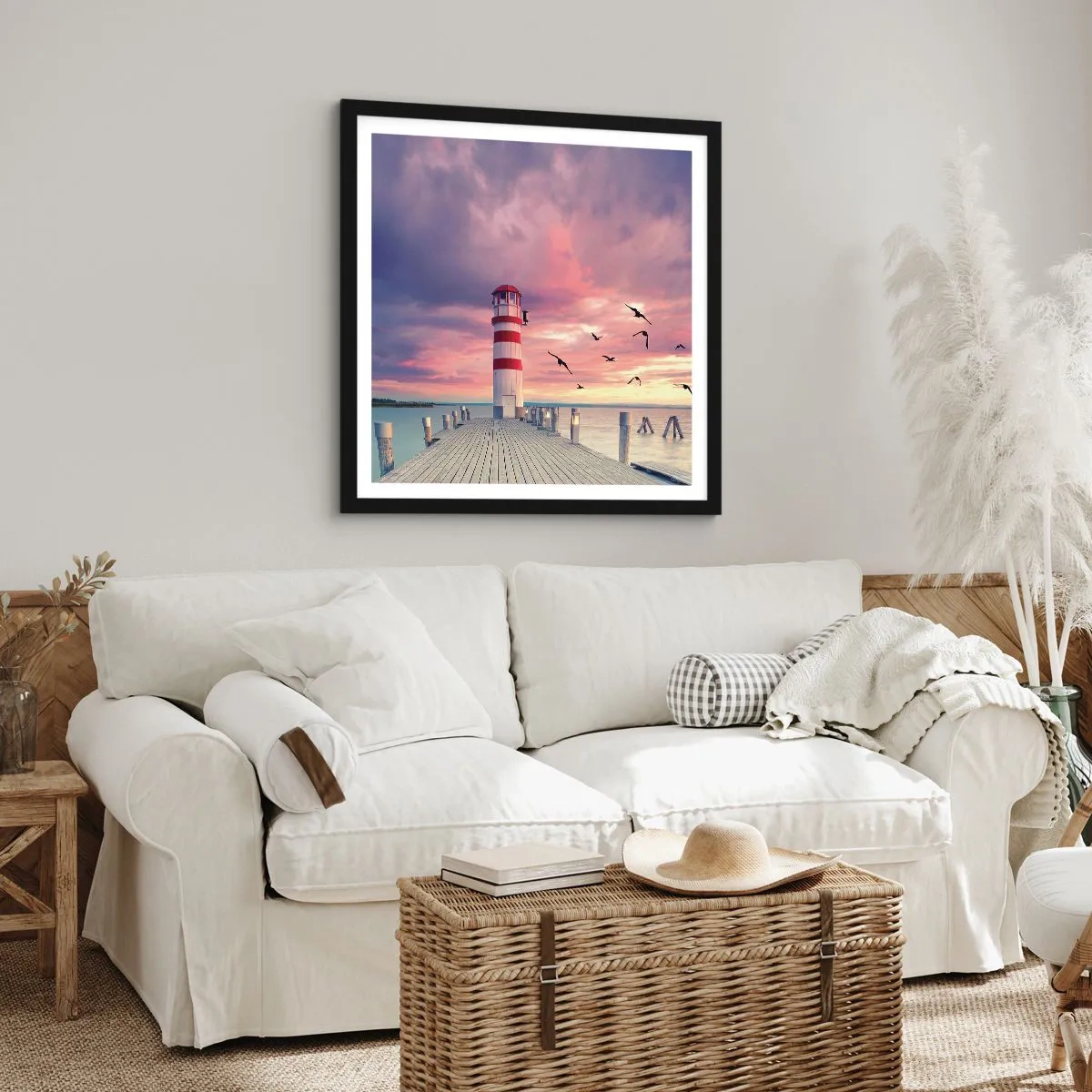 Plakat i sort ramme - Det er tid til havnen - 60x60 cm