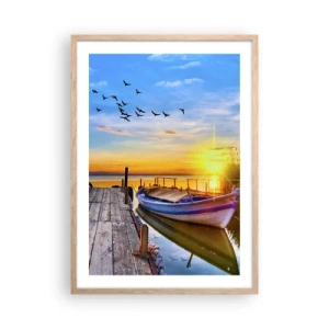 Plakat i ramme af lyst egetræ - Farvel, indtil i morgen - 50x70 cm
