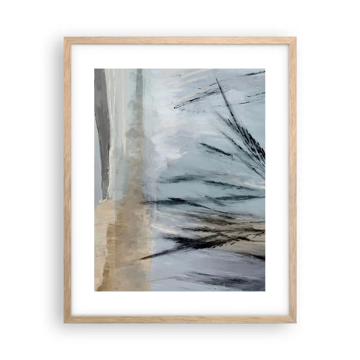 Plakat i ramme af lyst egetræ - Vintermarker - 40x50 cm