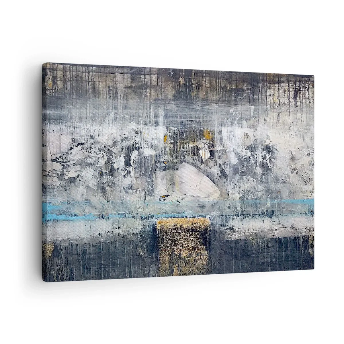 Lærredstryk - Billede på lærred - Abstrakt komposition i kølige toner - 70x50cm - Som på is, som på fortovet - Moderne vægdekoration til stue og soveværelse ARTTOR
