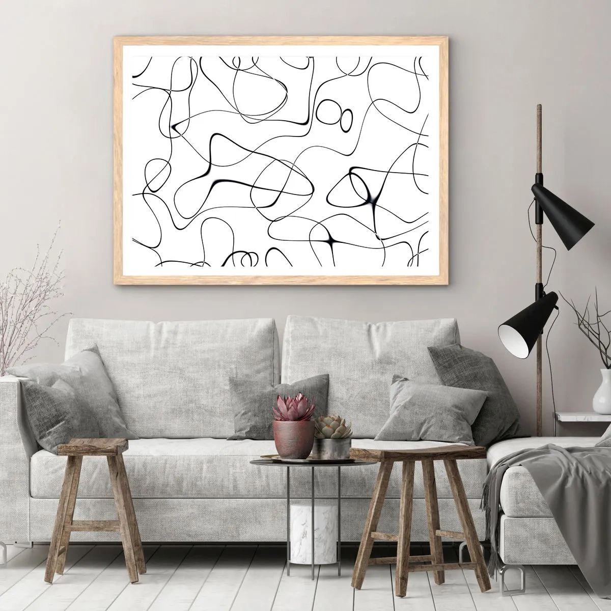 Plakat i ramme af lyst egetræ - Livets veje, skæbnens omskiftelser - 50x40 cm