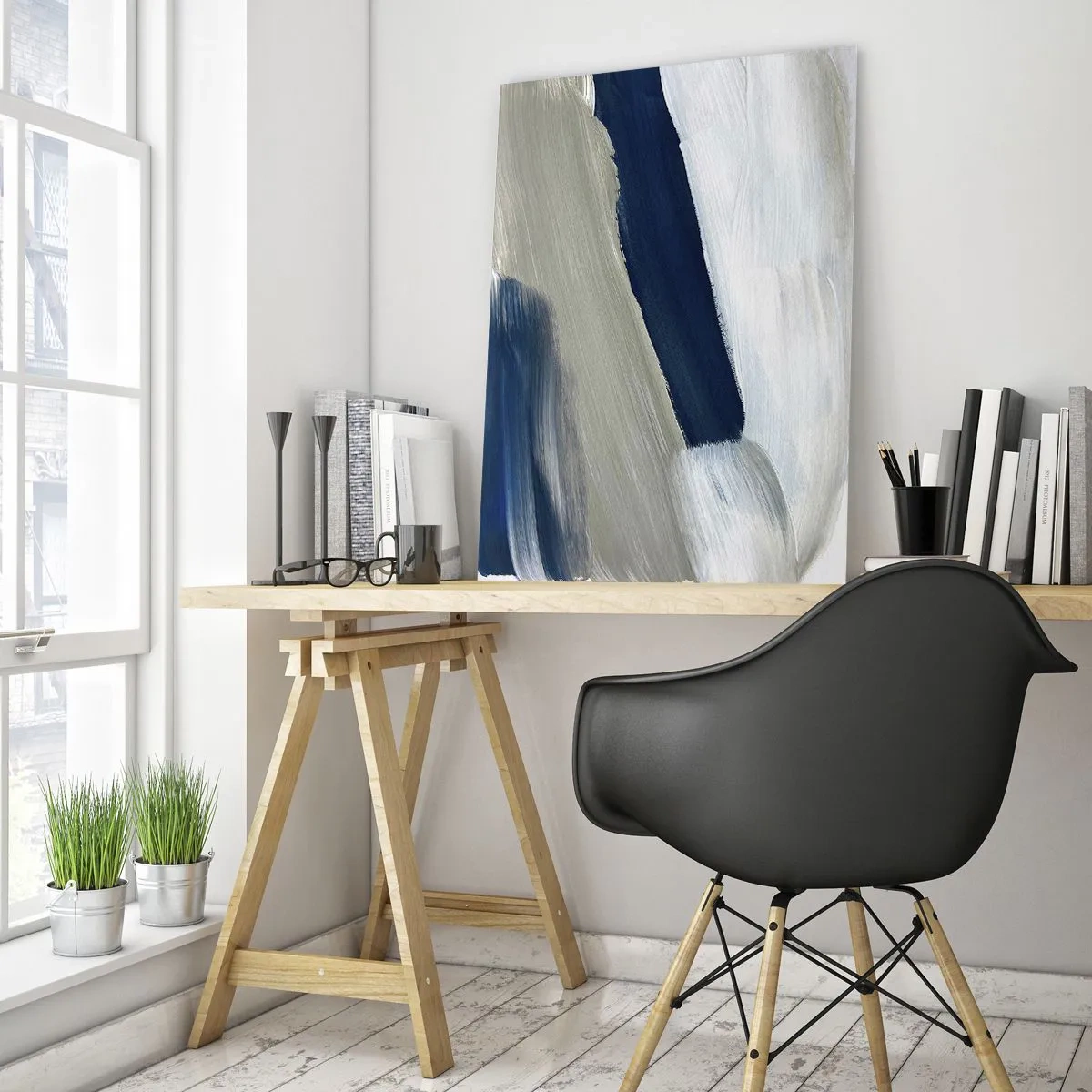 Billede på glas - Møde med det hvide - 80x120 cm