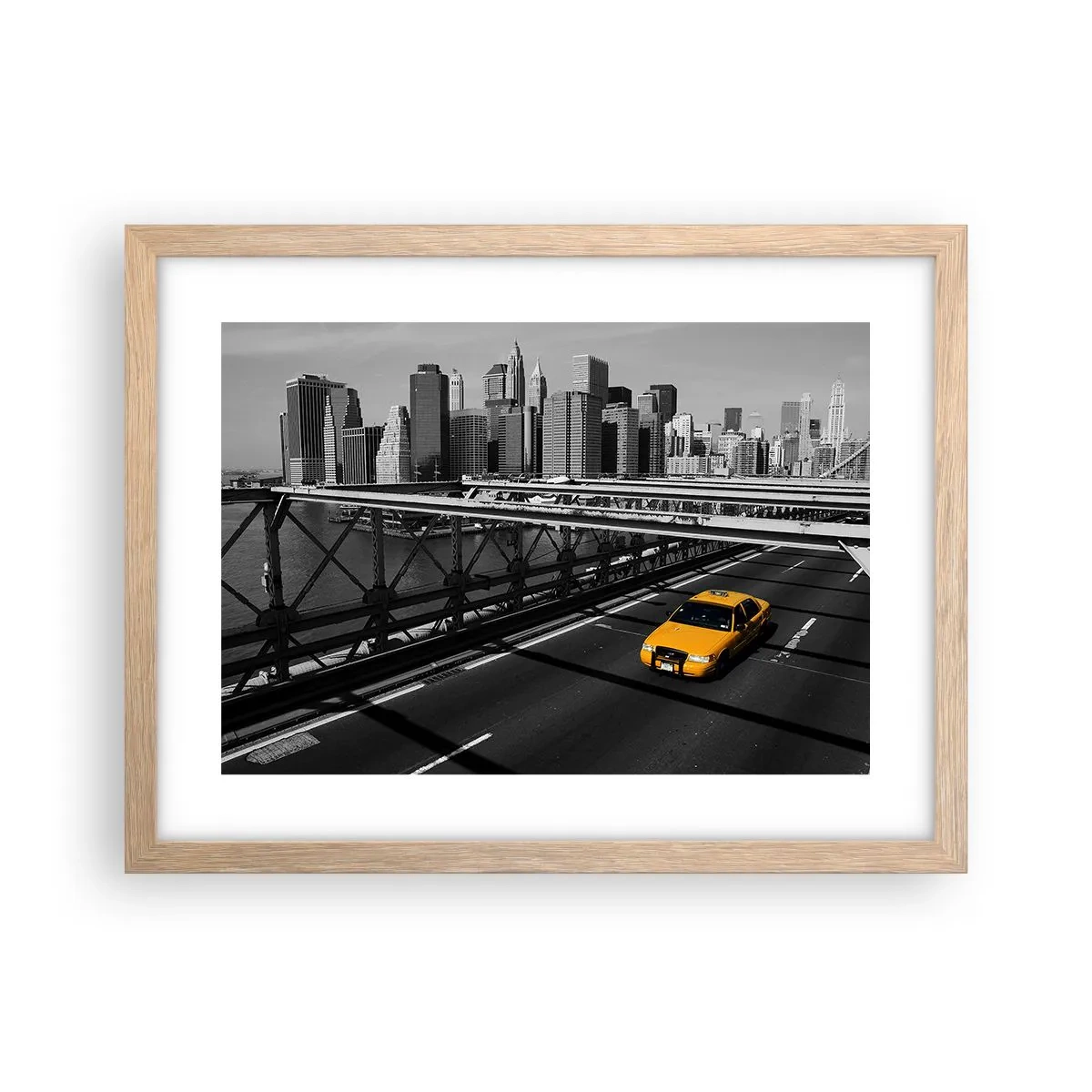 Plakat i ramme af lyst egetræ - Storbyens farve - 40x30 cm