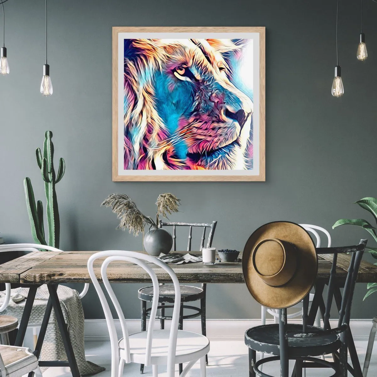 Plakat i ramme af lyst egetræ - Naturens visdom - 30x30 cm