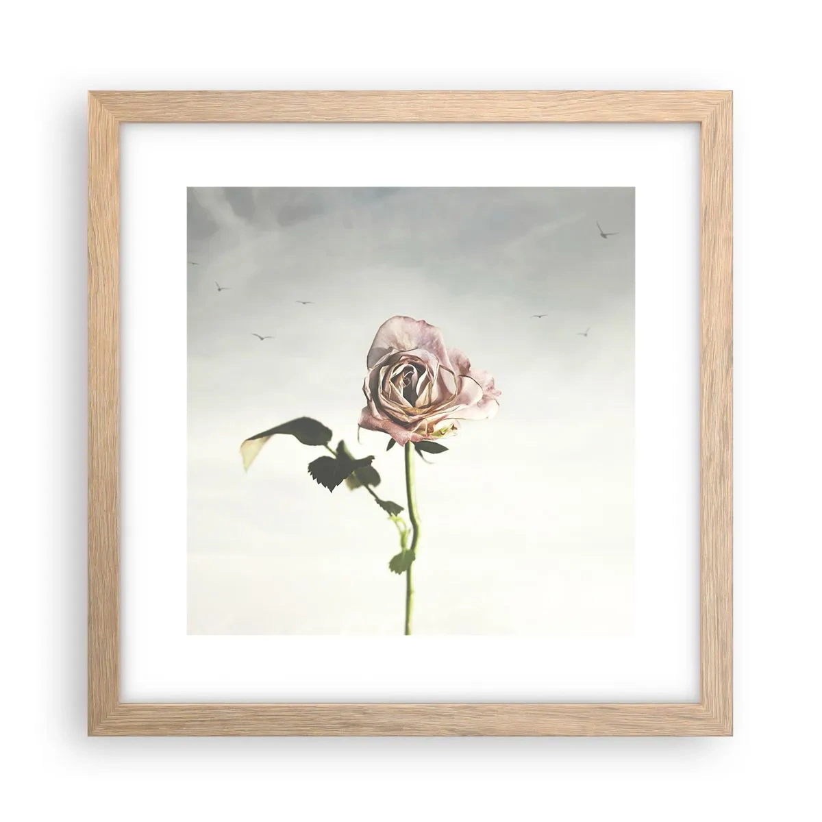 Plakat i ramme af lyst egetræ - Velkomst til foråret - 30x30 cm