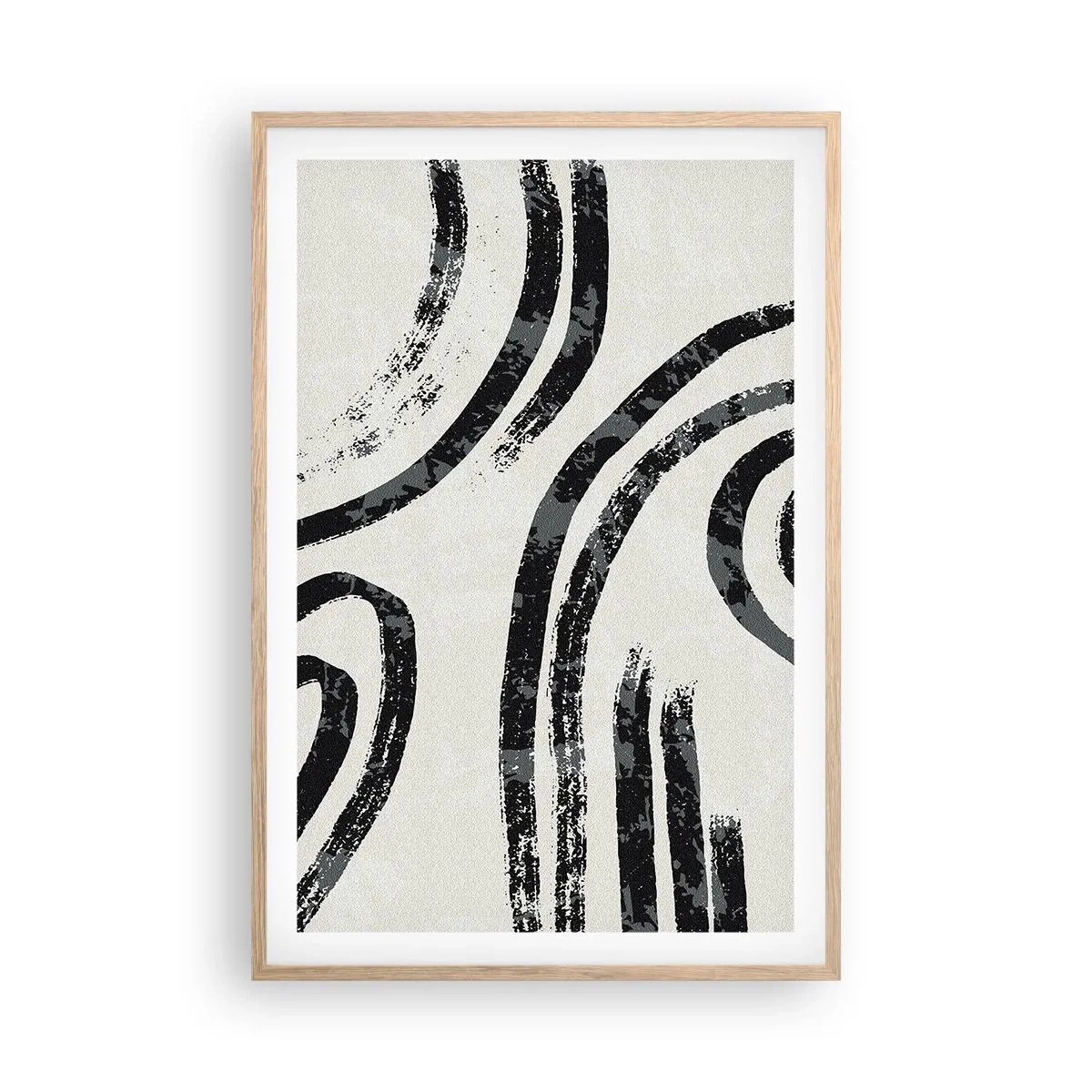 Plakat i ramme af lyst egetræ - Halvt stoppet - 61x91 cm