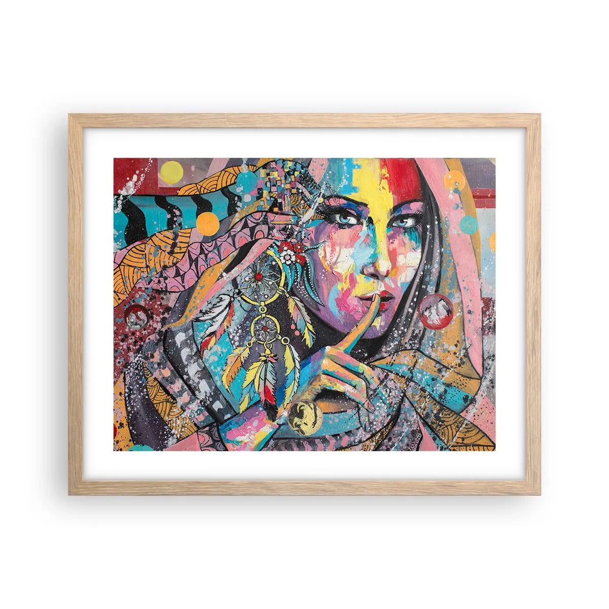 Plakat i ramme af lyst egetræ - Vær tavs, indtil du forstår - 50x40 cm