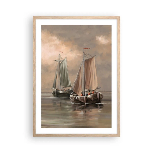 Plakat i ramme af lyst egetræ - Sømændenes tilbagevenden - 50x70 cm