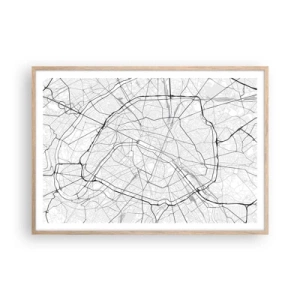 Plakat i ramme af lyst egetræ - Paris' blomst - 100x70 cm