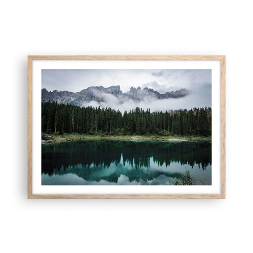 Plakat i ramme af lyst egetræ - Hys, tys, lad os ikke vække sovevandet... - 70x50 cm