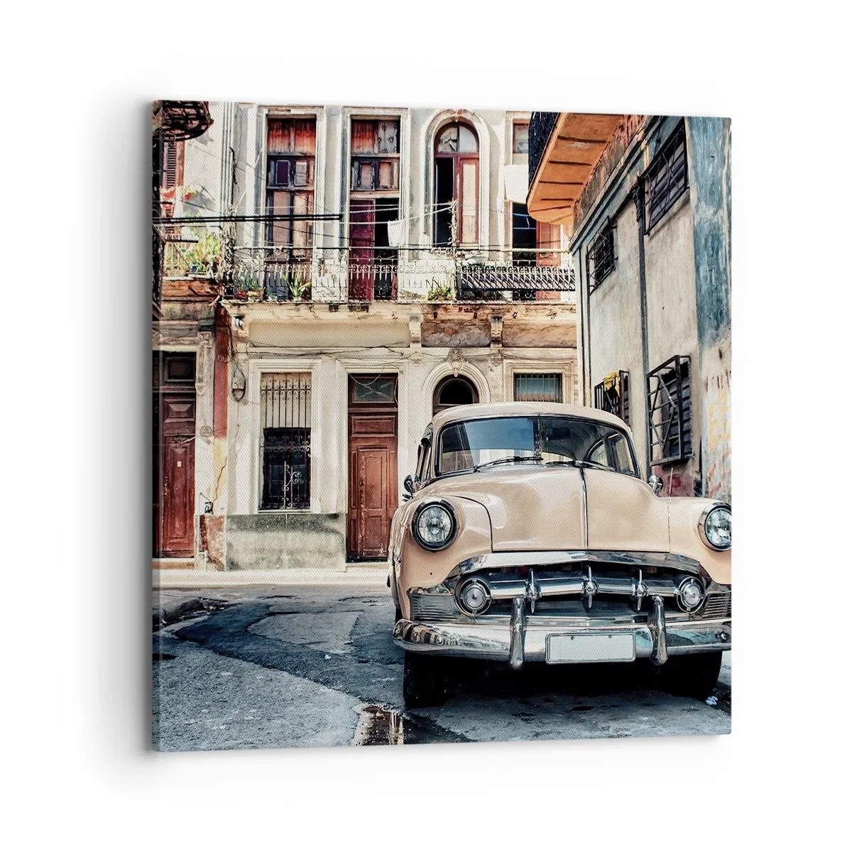 Lærredstryk - Billede på lærred - Siesta i Havana - 70x70 cm