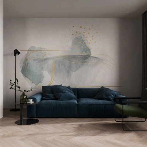 Fototapet Premium Canvas - Om forholdet mellem grå og guld - Abstraktion, Stykke, Interessante former - 200x140 cm