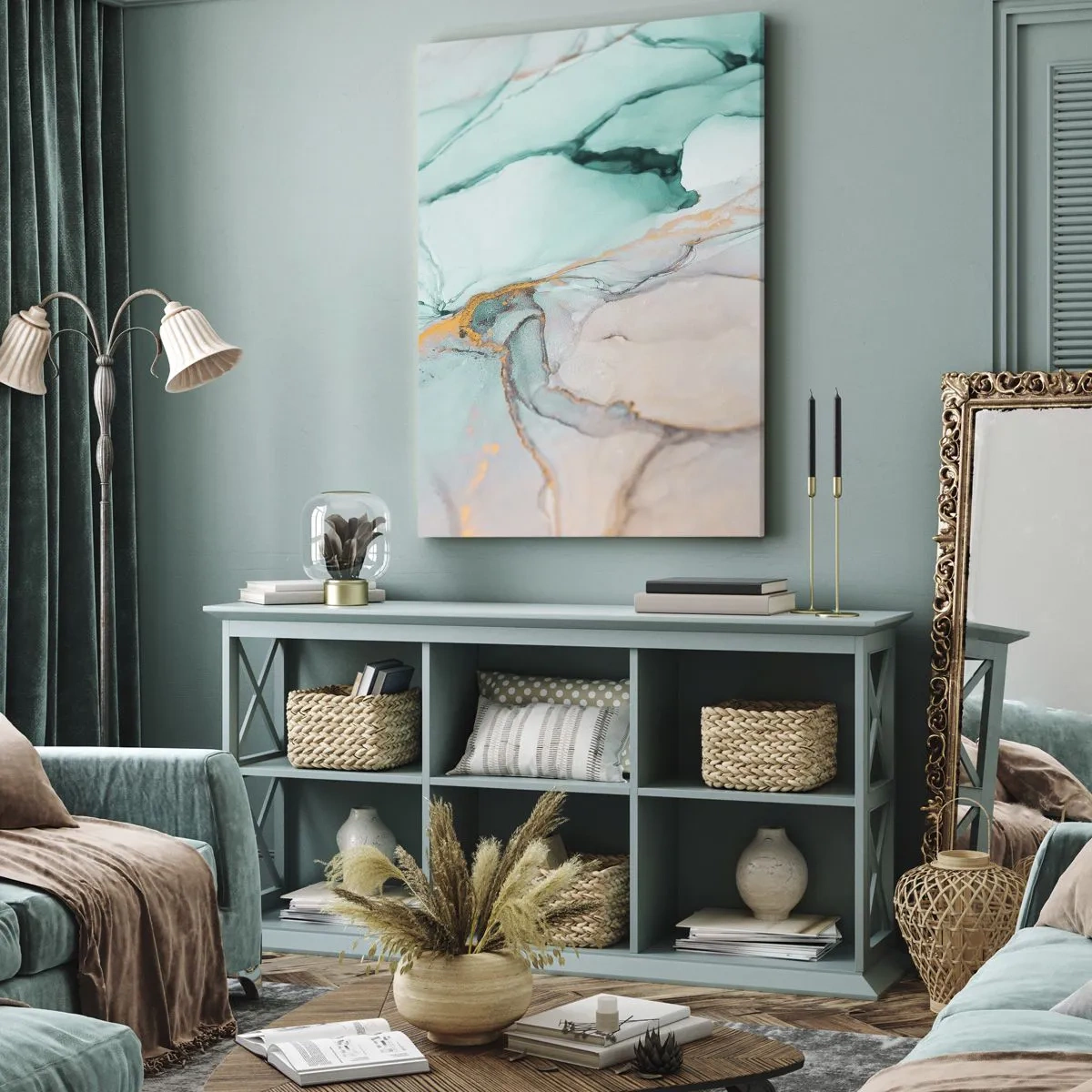 Lærredstryk - Billede på lærred - Dans af former og farver - 80x120 cm