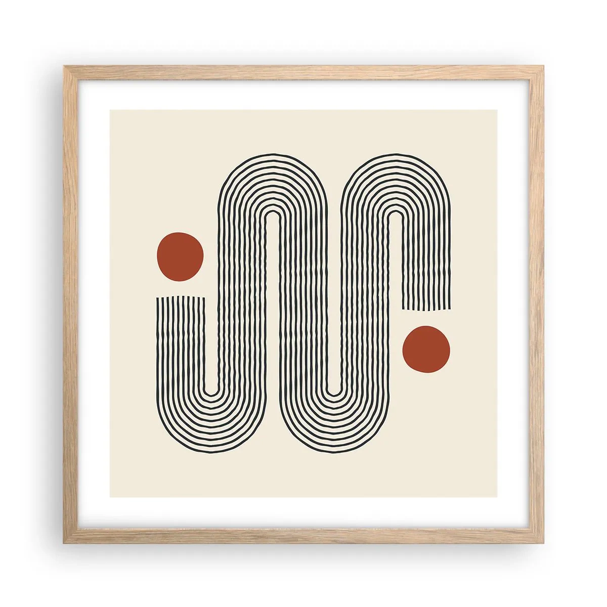 Plakat i ramme af lyst egetræ - Fra start til slut - 50x50 cm