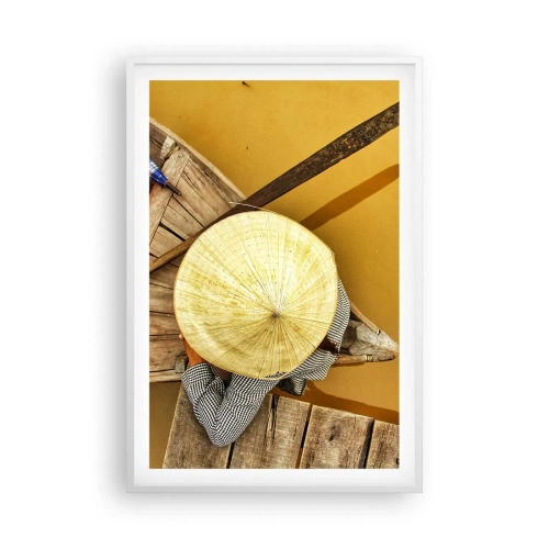 Plakat i hvid ramme - Livet på den gule flod - 61x91 cm