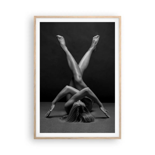 Plakat i ramme af lyst egetræ - Nøgenhedens geometri - 70x100 cm