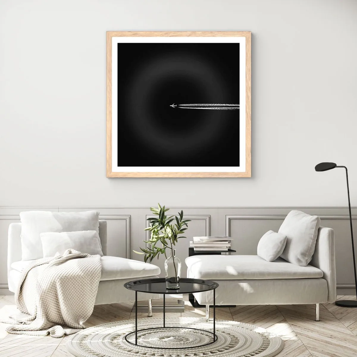 Plakat i ramme af lyst egetræ - Ind i en anden dimension - 30x30 cm