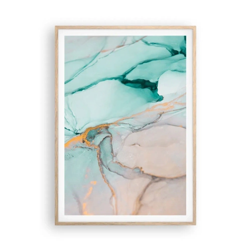 Plakat i ramme af lyst egetræ - Dans af former og farver - 70x100 cm