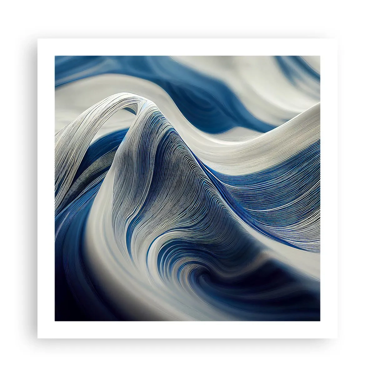 Plakat - Flydende blå og hvide farver - 60x60 cm
