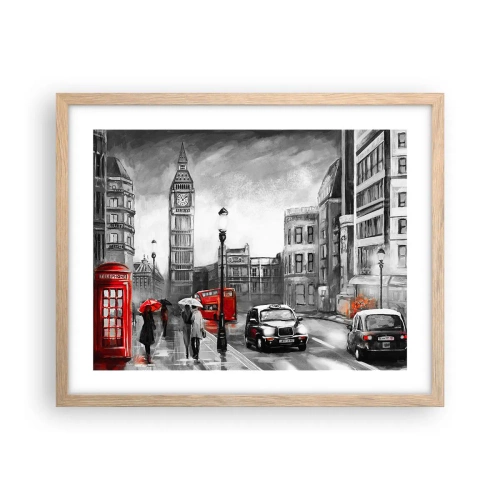 Plakat i ramme af lyst egetræ - Overhovedet ikke en grå by - 50x40 cm