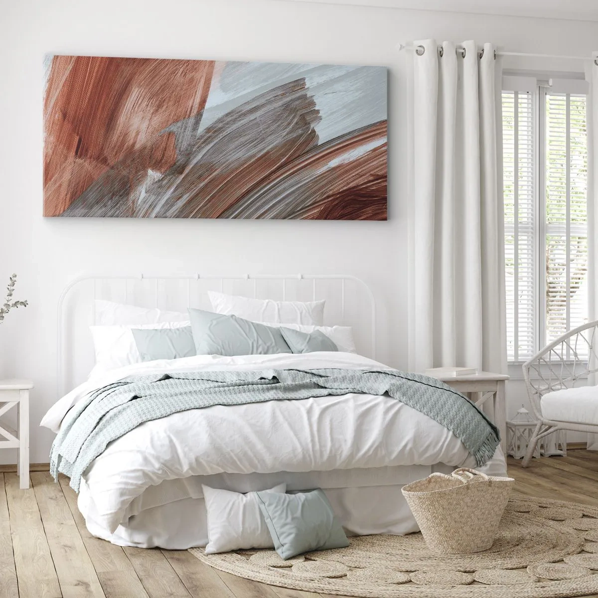 Lærredstryk - Billede på lærred - Efterårsagtig og blæsende abstraktion - 100x40 cm