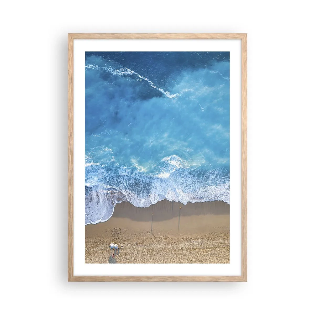 Plakat i ramme af lyst egetræ - Den blå kraft - 50x70 cm
