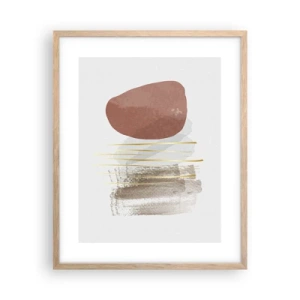 Plakat i ramme af lyst egetræ - Abstrakt kolonnade - 40x50 cm