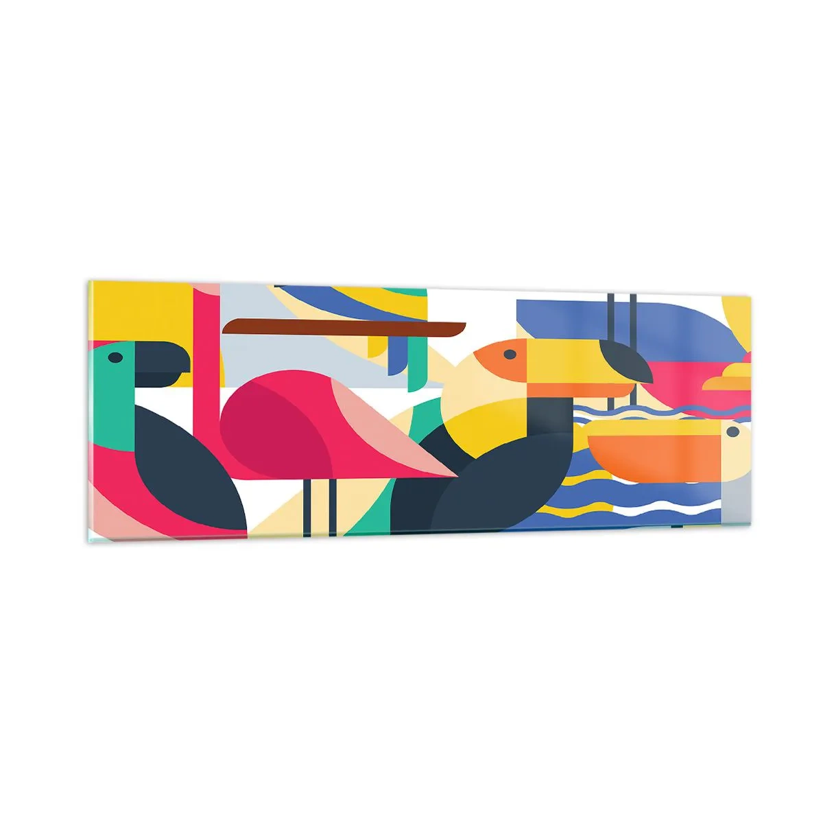 Billede på glas - Fuglefest - 90x30 cm