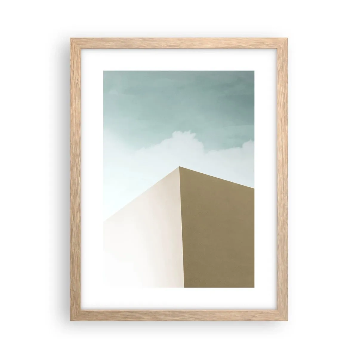 Plakat i ramme af lyst egetræ - Geometri af en solrig sommer - 30x40 cm