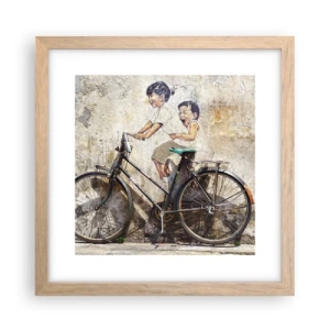 Plakat i ramme af lyst egetræ - Sandt eller falsk? - 30x30 cm