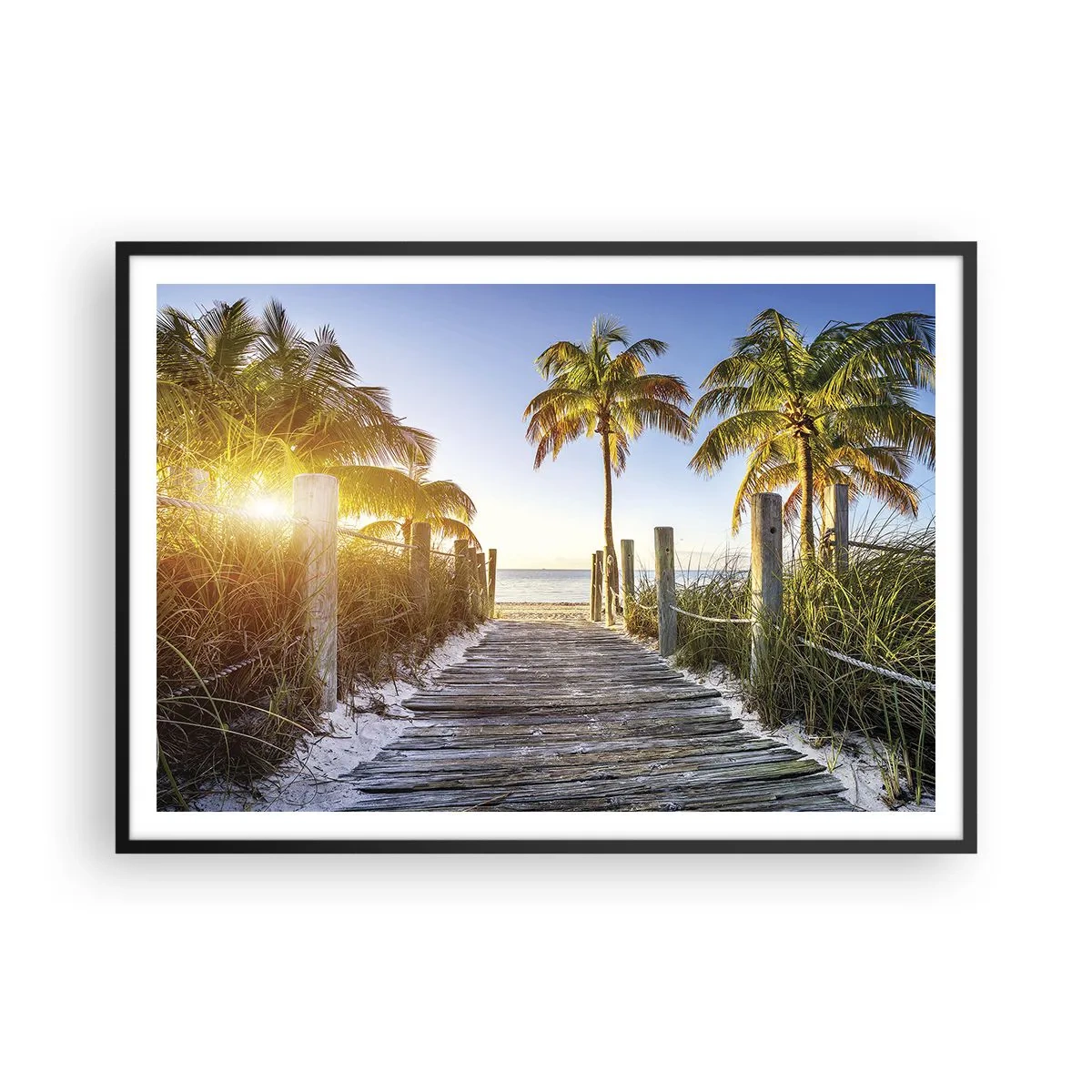 Plakat i sort ramme - Direkte til paradis - 100x70 cm